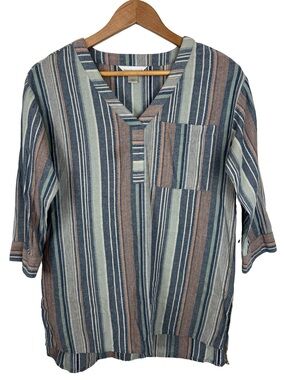 Christopher & Banks Gauze Cotton Stripe Tunic Top Womens Small Boho